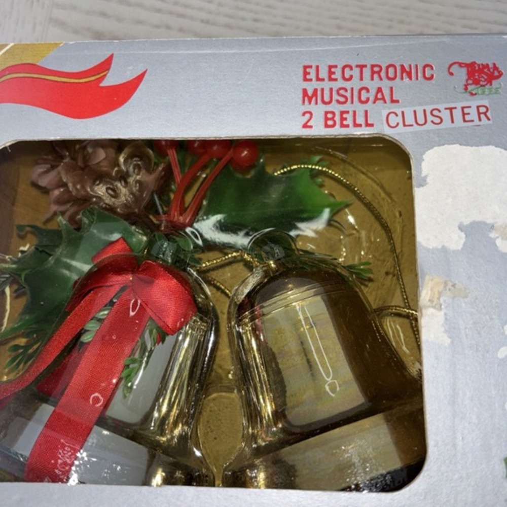 Vintage Battery-Operated Electronic Musical‎ 2 Bell Cluster Holiday Decoration